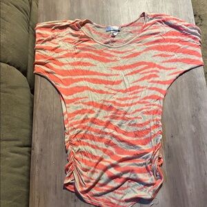 Toska Coral and Beige Striped Top